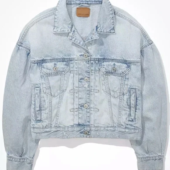AE American Eagle Women's Cropped Denim Jacket - Picture 2 of 4